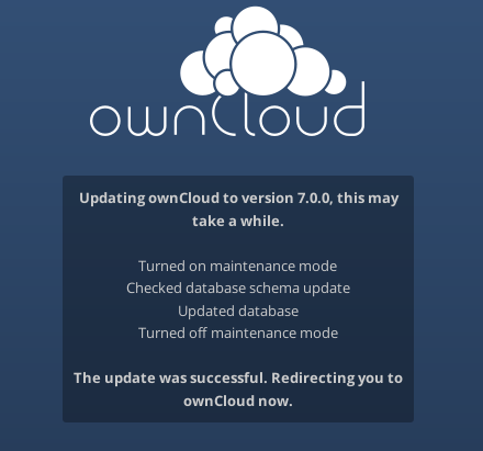 owncloud upgrade sukses