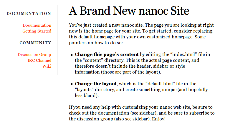 nanoc default website