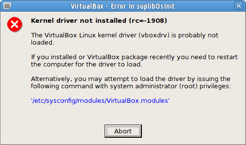 virtualbox error in suplibOSinit