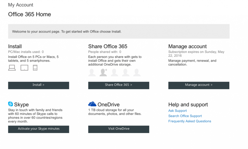 my account office 365