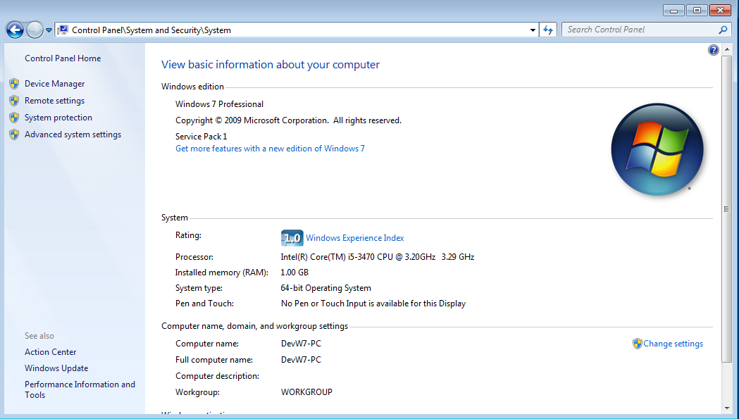 system information windows7