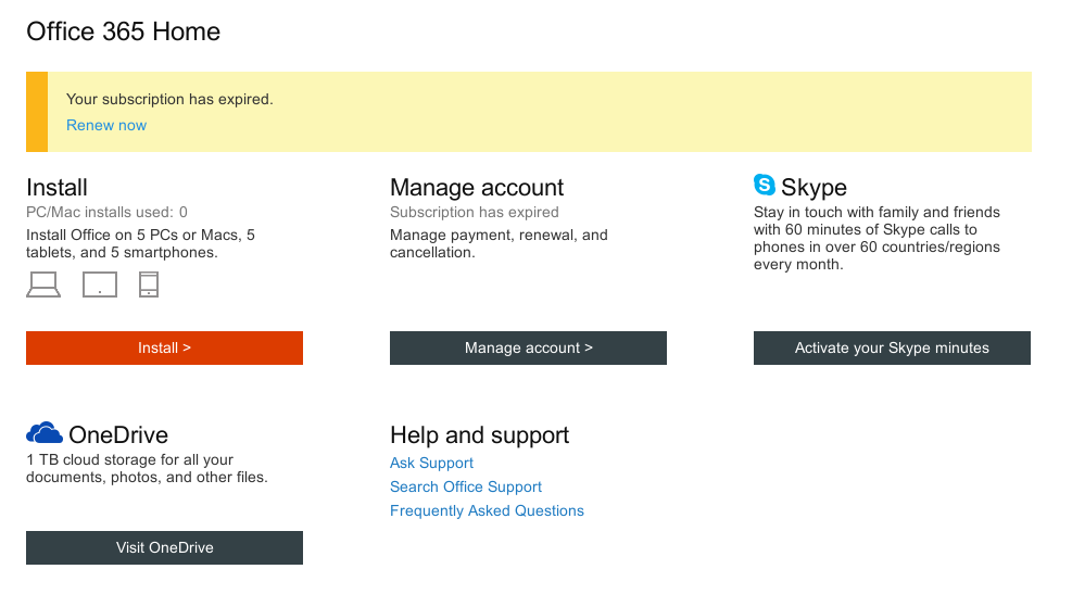 manage account office 365