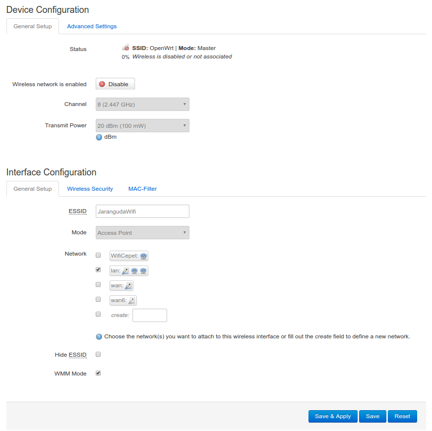 device configuration openwrt