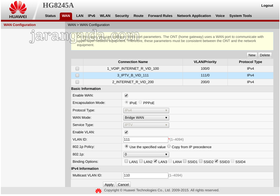 HG8245A setting WAN