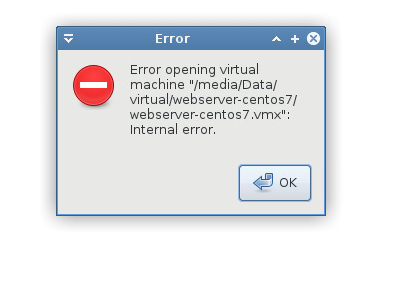 linux vmware internal error