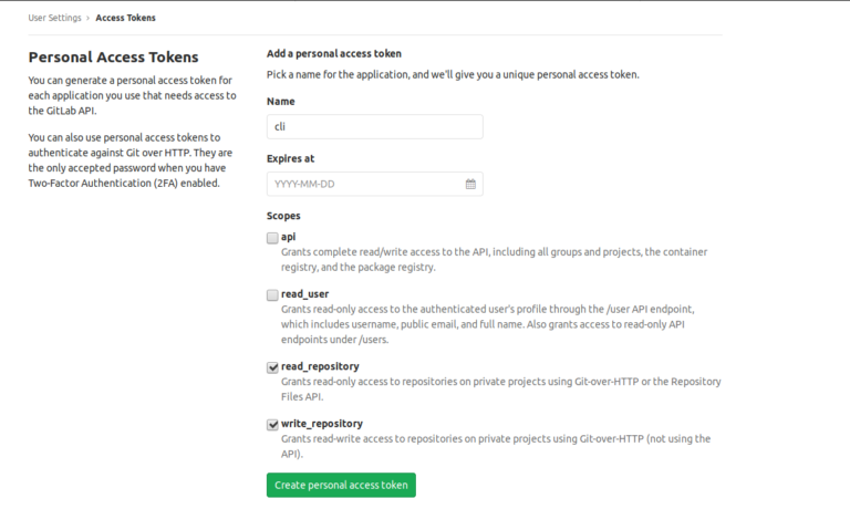 Gitlab using access token. Gitlab using access token