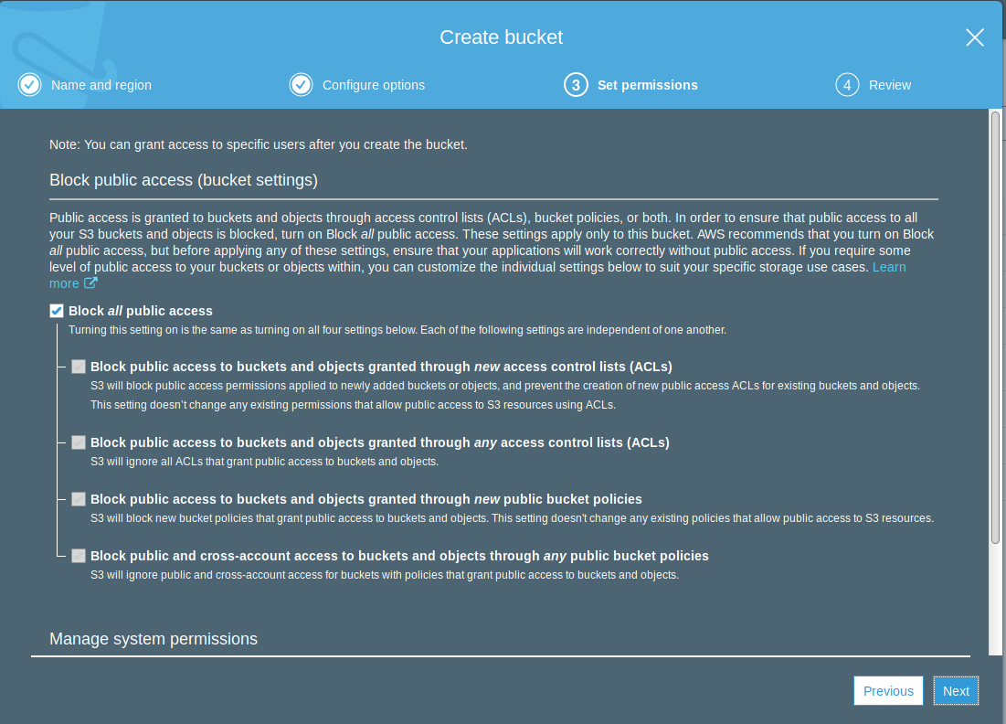 s3 block all public access