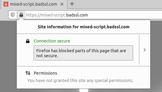 Firefox has blocked parts of this page that are not secure