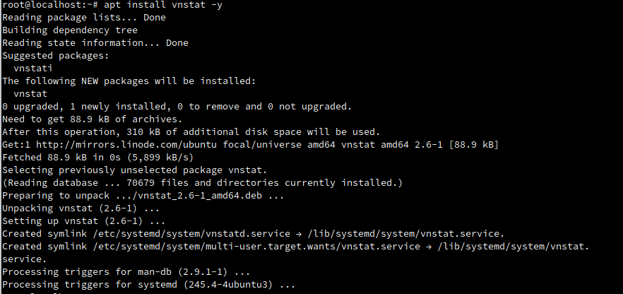 install vnstat ubuntu 20.04