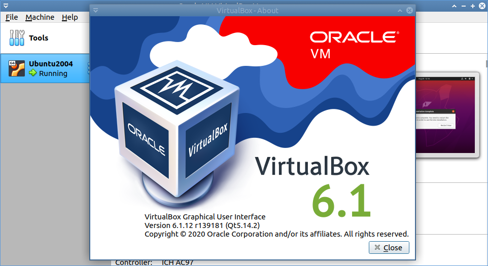 virtualbox 6.1 installed