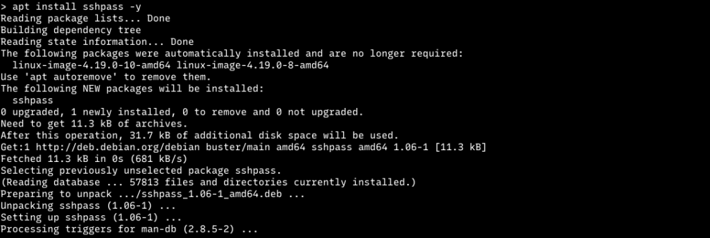 install ssh pass ubuntu debian