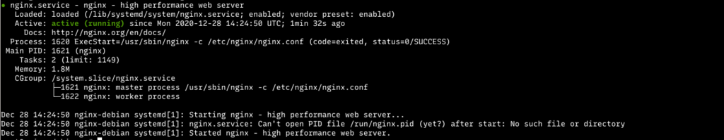 status service web server nginx