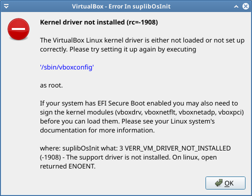 kernel driver not installed 1908