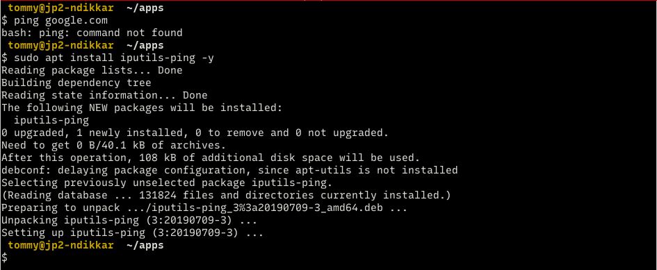 install ping ubuntu 20.04