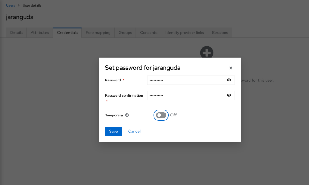 set password permanent keycloak