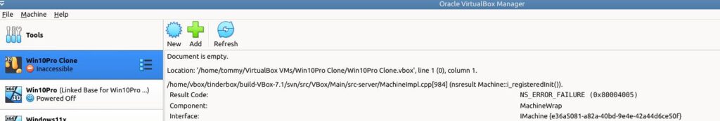 Document is empty virtualbox