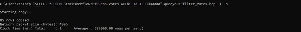 bcp filter query